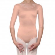 Κορμάκι μπαλέτου παιδικό με μανίκι 3/4 μπεζ δέρματος 