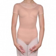 Κορμάκι μπαλέτου παιδικό κοντομάνικο μπεζ δέρματος