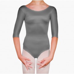Κορμάκι μπαλέτου παιδικό με μανίκι 3/4 γκρι