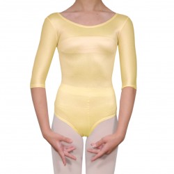 Κορμάκι μπαλέτου παιδικό με μανίκι 3/4 κίτρινο