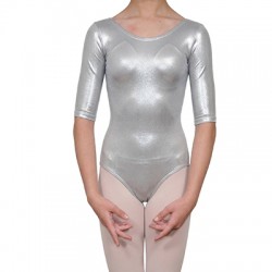 Κορμάκι Χορού Μανίκι 3/4 Γυναικείο Ασημί