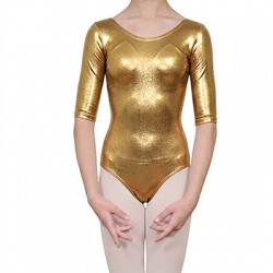 Κορμάκι Χορού Μανίκι 3/4 Γυναικείο Χρυσό