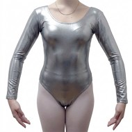 Κορμάκι Χορού Μανίκι 4/4 Γυναικείο Ασημί