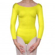 Κορμάκι μπαλέτου παιδικό με μανίκι 4/4 κίτρινο