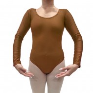 Κορμάκι μπαλέτου γυναικείο με μανίκι 4/4 καφέ