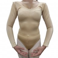 Κορμάκι μπαλέτου παιδικό με μανίκι 4/4 μπεζ δέρματος