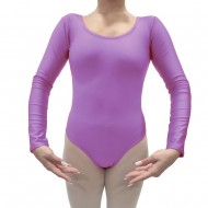 Κορμάκι μπαλέτου γυναικείο με μανίκι 4/4 μωβ