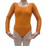 Κορμάκι μπαλέτου γυναικείο με μανίκι 4/4 πορτοκαλί