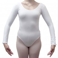 Κορμάκι μπαλέτου γυναικείο με μανίκι 4/4 άσπρο