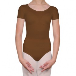 Κορμάκι μπαλέτου γυναικείο με κοντό μανίκι καφέ Κορμάκι μπαλέτου γυναικείο με κοντό μανίκι καφέ