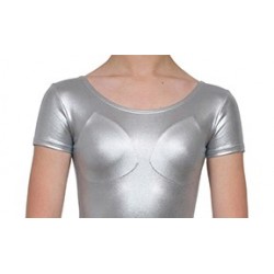 Κορμάκι Χορού Κοντό Μανίκι Γυναικείο Ασημί