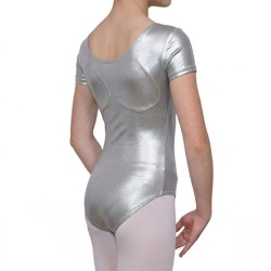 Κορμάκι Χορού Κοντό Μανίκι Παιδικό Ασημί