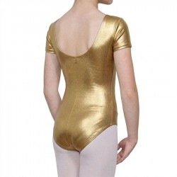 Κορμάκι Χορού Κοντό Μανίκι Γυναικείο Χρυσό