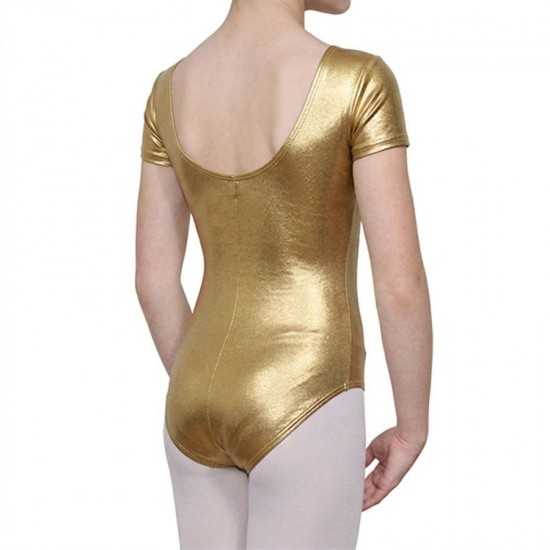 Κορμάκι Χορού Κοντό Μανίκι Παιδικό Χρυσό