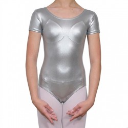 Κορμάκι Χορού Κοντό Μανίκι Γυναικείο Ασημί