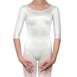Κορμάκι μπαλέτου παιδικό με μανίκι 3/4 άσπρο