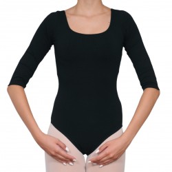 Κορμάκι μπαλέτου γυναικείο με μανίκι 3/4 μαύρο Κορμάκι μπαλέτου γυναικείο με μανίκι 3/4 μαύρο