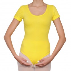 Κορμάκι μπαλέτου γυναικείο με κοντό μανίκι κίτρινο Κορμάκι μπαλέτου γυναικείο με κοντό μανίκι κίτρινο